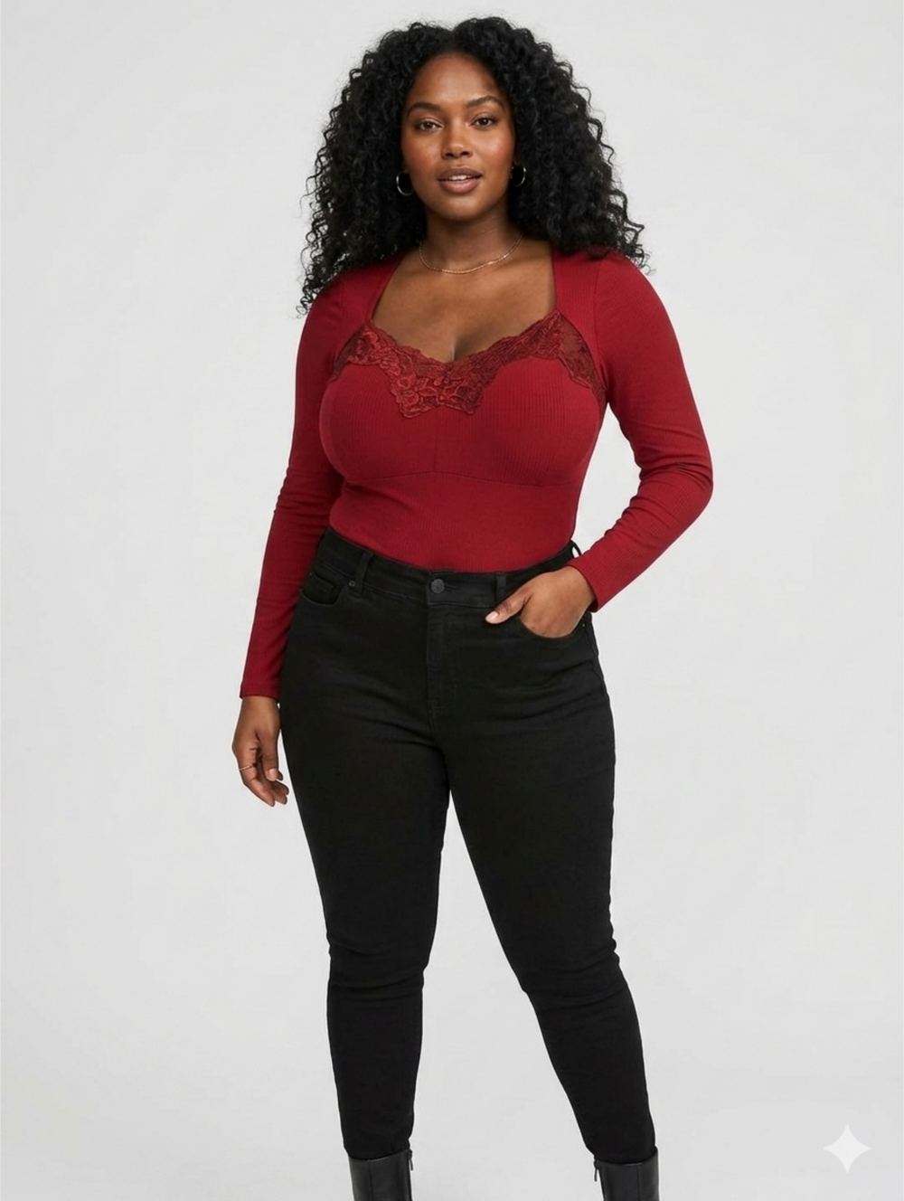 NEW Torrid Red Super Soft Ribbed Sweetheart Top Size 2